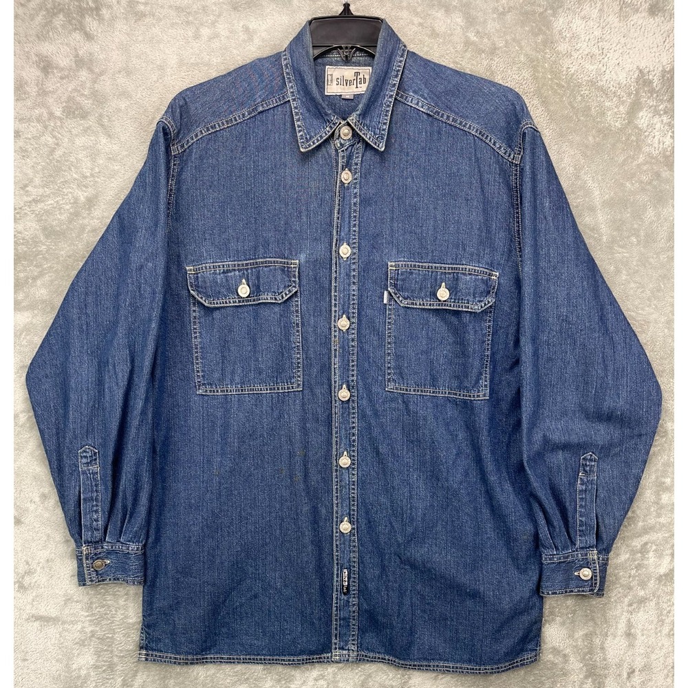 VTG Levi's Silvertab Mens Denim Shirt/Jacket Size Medium Blue Lightweight